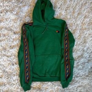 Aviator Nation Green Hoodie with Lightning Bolt Sleeve Design M
